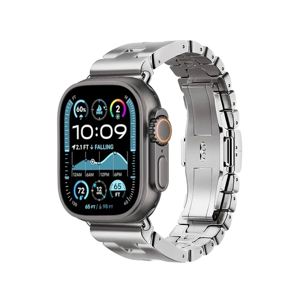 Apple Watch Ultra 49mm Uyumlu KRD-125 Metal Kordon Strap Kayış