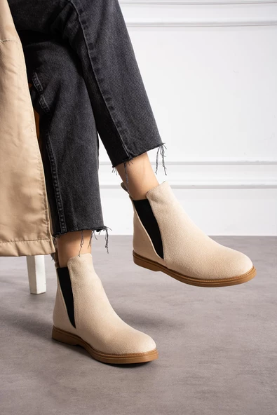 Albishoes Kadın Sıcak Astar Kaymaz Taban Süet Rahat Lastikli Kolay Giyim Casual Kadın Süet Bot - 2