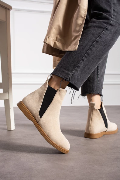Albishoes Kadın Sıcak Astar Kaymaz Taban Süet Rahat Lastikli Kolay Giyim Casual Kadın Süet Bot - 3