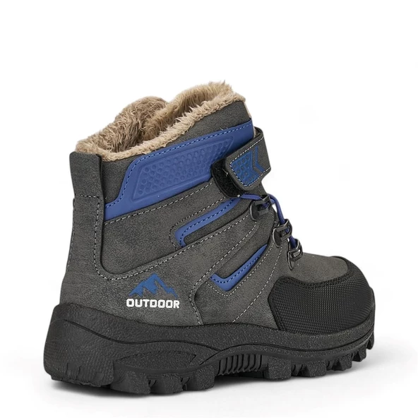 Albishoes Erkek Çocuk Kürklü Cırt Cırtlı Soğuk Geçirmez Kışlık Outdoor Trekking Çocuk Bot (26-35) - 2