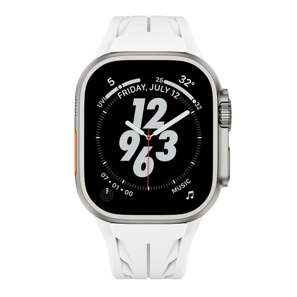 Apple Watch Ultra 2 49mm KRD-127 Metal Tokalı Uzunluk Ayarlı Premium Silikon Kordon - 11