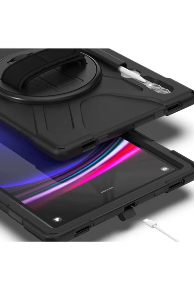 Galaxy Tab S10 Ultra Uyumlu Tam Koruma Sağlayan Zırhlı Silikon Tablet Kılıfı Şok Emici Dayanıklı - Resim 5