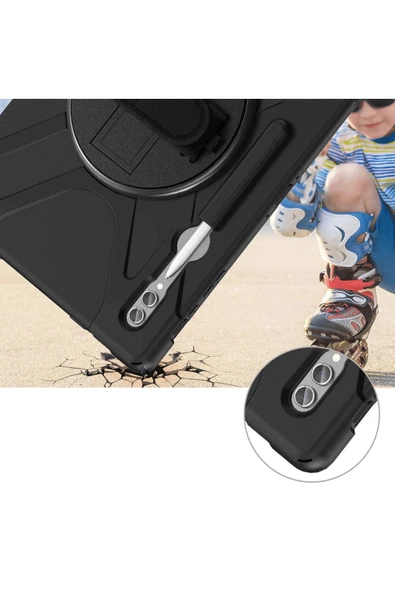 Galaxy Tab S10 Ultra Uyumlu Tam Koruma Sağlayan Zırhlı Silikon Tablet Kılıfı Şok Emici Dayanıklı - Resim 8