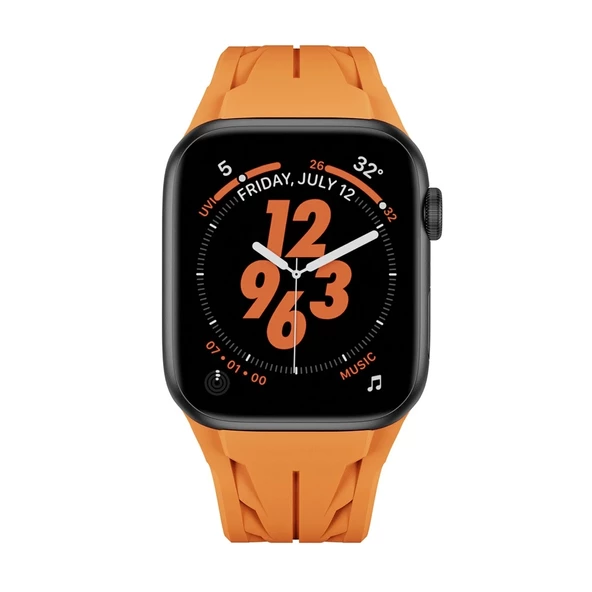 Apple Watch 7 45 mm Uyumlu KRD-127 Metal Tokalı Silikon Kordon - 6