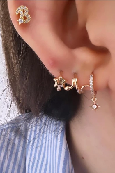 SNAKE PIERCING ( ALTIN KAPLAMA HELIX ICIN UYGUN) - 8