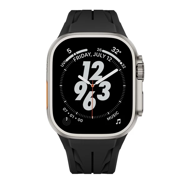 Apple Watch Ultra 49mm Uyumlu KRD-127 Metal Tokalı Silikon Kordon - Resim 8