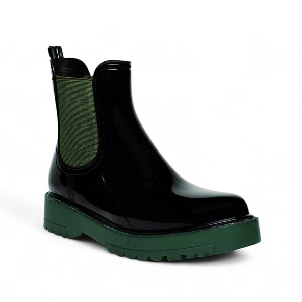 Albishoes Kadın Su Geçirmez Lastikli Kaymaz Taban İçi Astarlı Sıcak Astar Lastik Yağmur Botu Çizmesi - 2