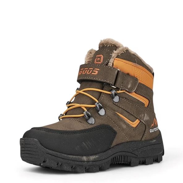 Albishoes Erkek Çocuk Kürklü Cırt Cırtlı Soğuk Geçirmez Kışlık Outdoor Trekking Çocuk Bot (26-35) - 2