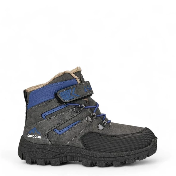 Albishoes Erkek Çocuk Kürklü Cırt Cırtlı Soğuk Geçirmez Kışlık Outdoor Trekking Çocuk Bot (26-35)