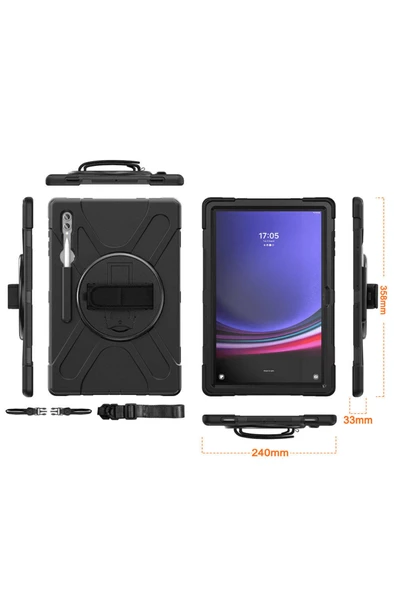 Galaxy Tab S10 Ultra Uyumlu Tam Koruma Sağlayan Zırhlı Silikon Tablet Kılıfı Şok Emici Dayanıklı - Resim 7