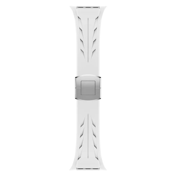 Apple Watch 7 45 mm Uyumlu KRD-127 Metal Tokalı Silikon Kordon - 5