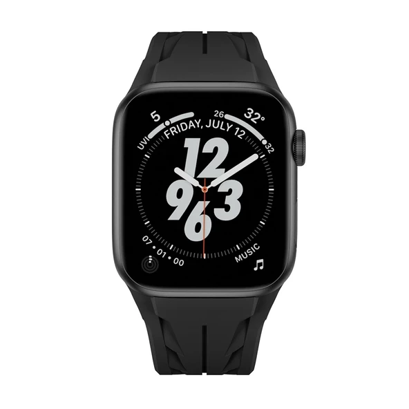 Apple Watch 44mm Uyumlu KRD-127 Metal Tokalı Silikon Kordon - Resim 2