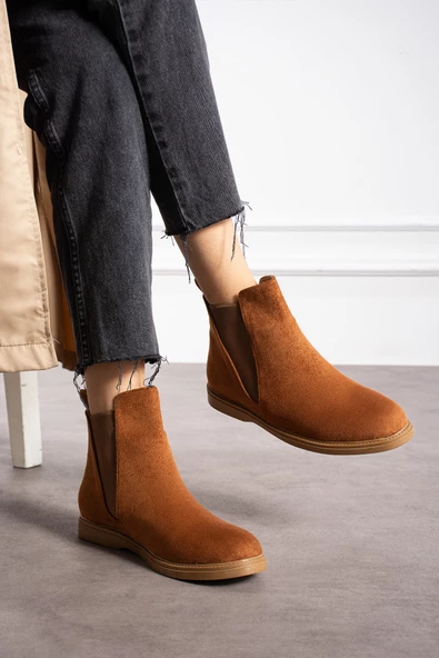 Albishoes Kadın Sıcak Astar Kaymaz Taban Süet Rahat Lastikli Kolay Giyim Casual Kadın Süet Bot - 2
