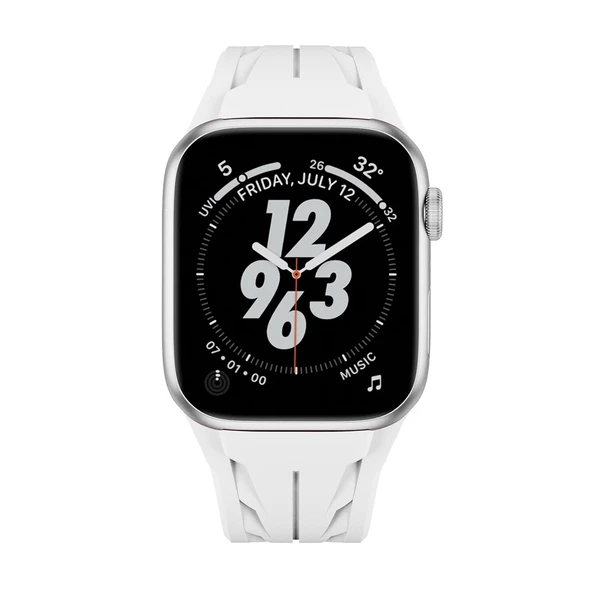 Apple Watch 44mm Uyumlu KRD-127 Metal Tokalı Silikon Kordon - Resim 6