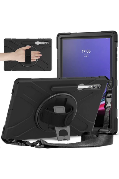 Galaxy Tab S10 Ultra Uyumlu Tam Koruma Sağlayan Zırhlı Silikon Tablet Kılıfı Şok Emici Dayanıklı - Resim 4