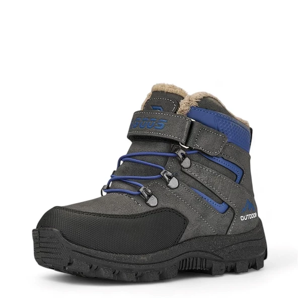 Albishoes Erkek Çocuk Kürklü Cırt Cırtlı Soğuk Geçirmez Kışlık Outdoor Trekking Çocuk Bot (26-35) - 4
