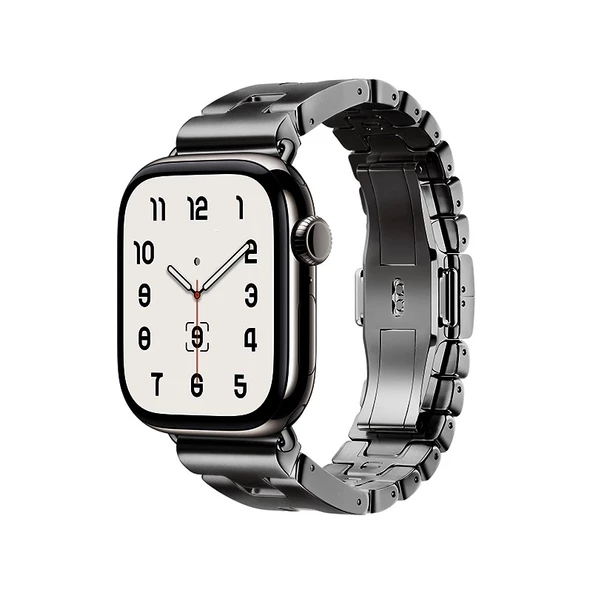 Apple Watch 7 45mm Uyumlu KRD-125 Metal Kordon Strap Kayış