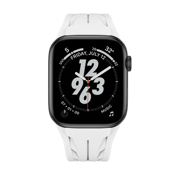 Apple Watch 7 8 SE 45mm KRD-127 Metal Tokalı Uzunluk Ayarlı Premium Silikon Kordon - Resim 2