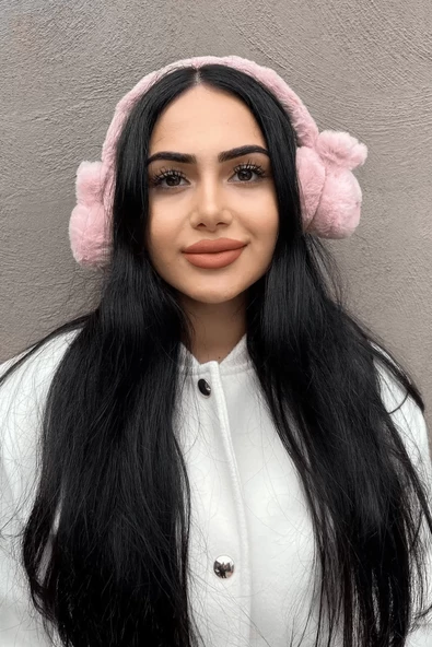 Koyu Pembe Renk Tavşan Figürlü Peluş Kulaklık - 2