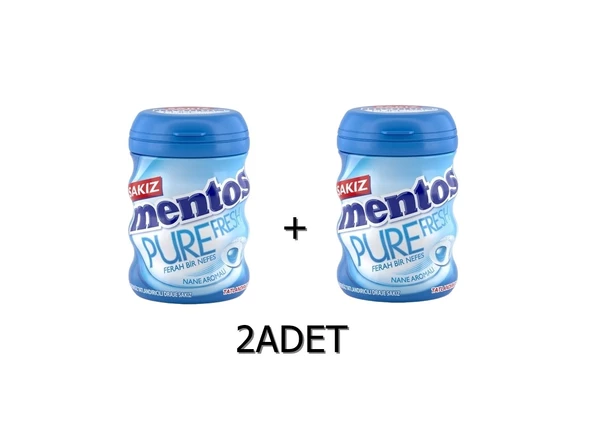 Mentos Pure Fresh Nane Aromalı Sakız - Şekersiz(Tatlandırıcılı) 60g (2 ADET)