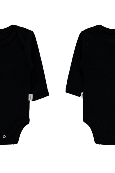 Uzun Kollu Düz Badisi 4lü Paket İnce Terletmeyen Atlet Kumaşından Alttan Çıtçıtlı Bebek Zıbını - Resim 3