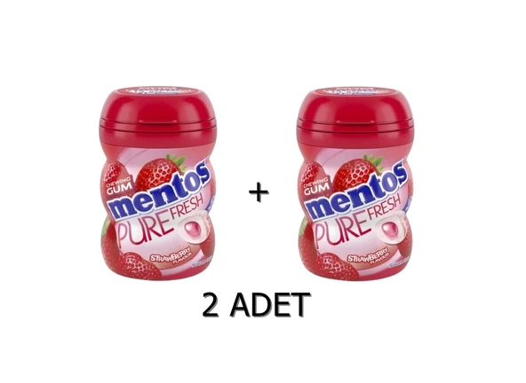 Mentos Pure Fresh Çilek Aromalı Sakız - Şekersiz(Tatlandırıcılı) 60g (2 ADET)