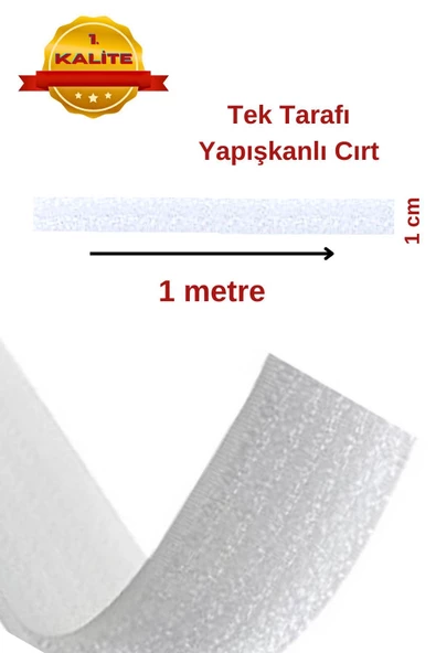 Cırt Bant Beyaz 1 Metre - 1 Cm Genişlik Cırt Cırtlı Bant ( Tek Tarafı Yapışkanlı )