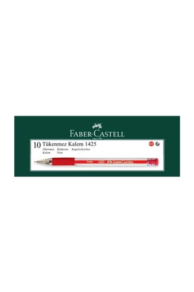 Faber Castell Tükenmez Kalem 1425 İğne Uç Kırmızı - 10 Adet