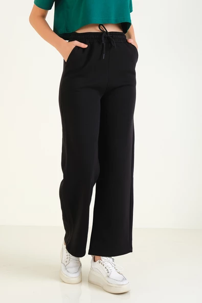 Kadın 3 İp Şardonlu Eşofman Altı Siyah - 5