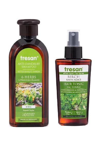 Tresan 6 Bitki Kepek Karşıtı Bakım Şampuanı 300 ml + K.ağacı Özlü Saç Toniği 125 ml