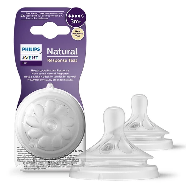 Philips Avent Natural Response 2'li Biberon Emziği, 4 Numara, 3 Ay+