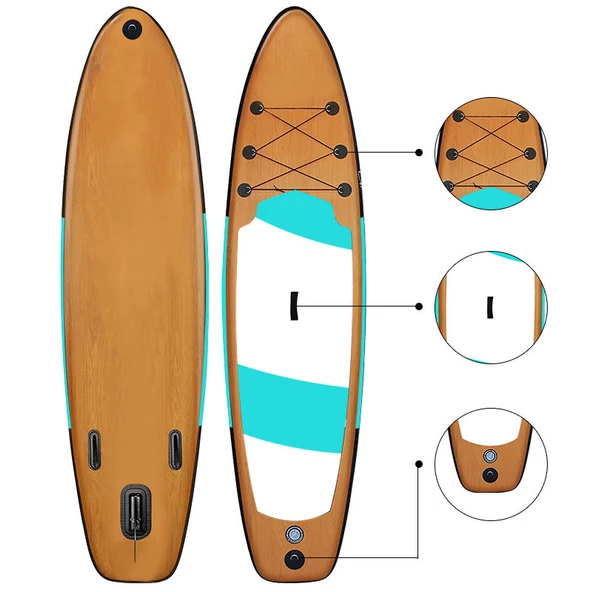 Hayke Wood Sup Şişme Sörf Tahtası Stand Up Paddle Board - Resim 3
