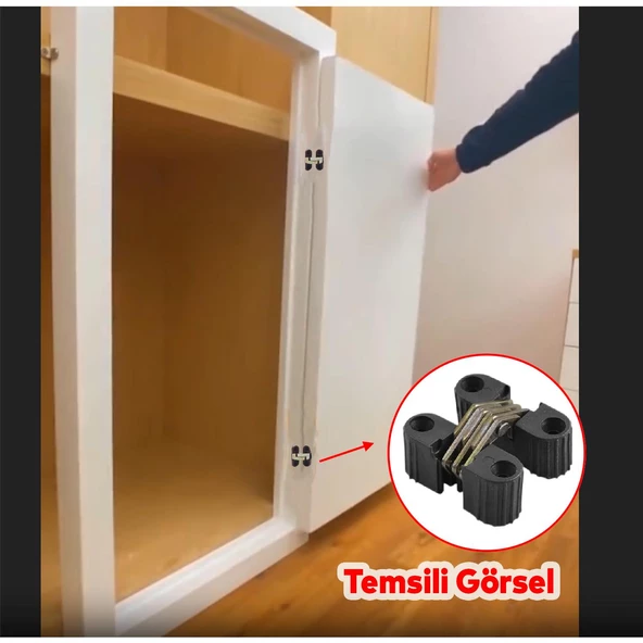 Siyah Gizli Gömme Plastik Menteşe 2 Adet Dolap Kapak Mobilya Katlanır Masa Menteşesi Sol Sağ Uyumlu - 3