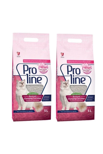 Proline Bebek Pudrası Kokulu Kedi Kumu 5 Lt X 2 Adet