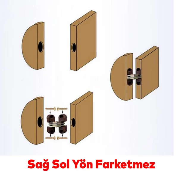 Siyah Gizli Gömme Plastik Menteşe 2 Adet Dolap Kapak Mobilya Katlanır Masa Menteşesi Sol Sağ Uyumlu - 6