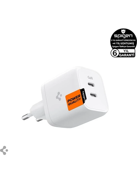 Spigen ArcStation Pro GaN 452 45W 2 Port USB-C Güç Adaptörü Beyaz ACH03717