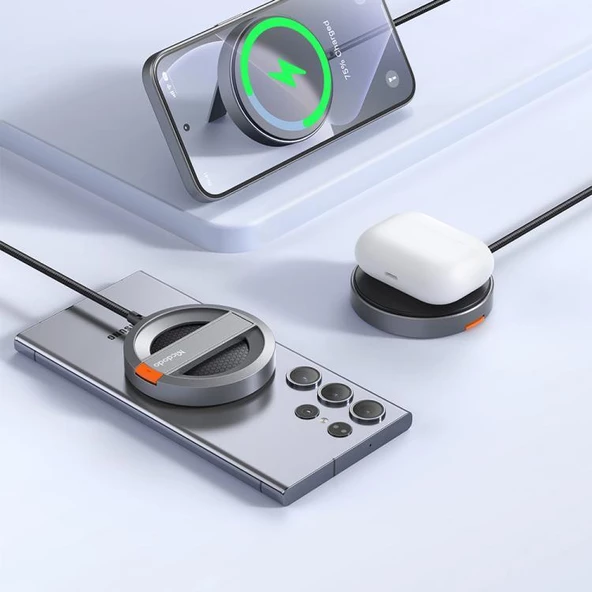 Mcdodo CH-5500 15W Magsafe Şarj Cihazı Ve Stand - SİYAH - 6