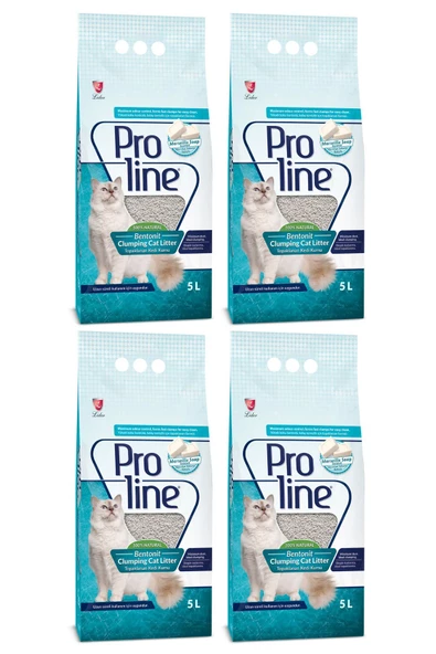 Proline Kedi Kumu Bentonit Marsilya Sabunlu 5 Lt (4 Adet)