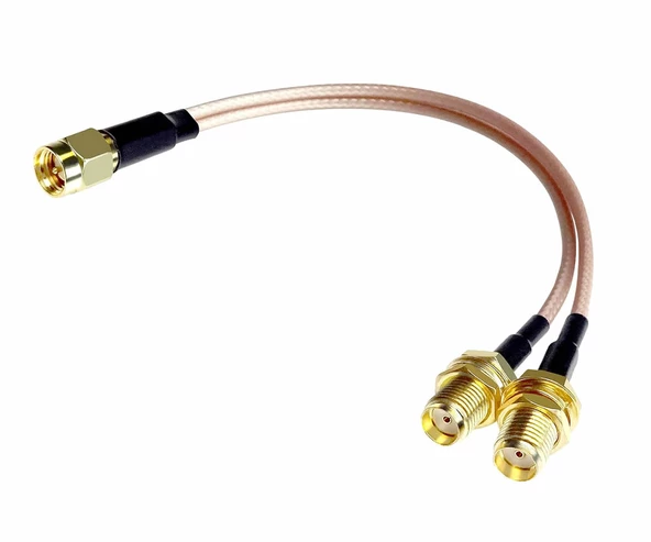 Y Tip RG316 15cm 1x Sma Erkek 2X Sma Dişi Kablo  RF Uzatma Kablosu Altın Kaplama Soket 0-6GHz Wi-Fi Anten FPV Lora Helium Router Modem Koaksiyel GPS GSM GPRS - 5