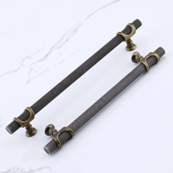 Arsin Eskitme Antik Sarı Metal Kulp 224 mm - 22.4 cm Mobilya Mutfak Dolabı Dolap Kulpları Kulbu - Resim 10