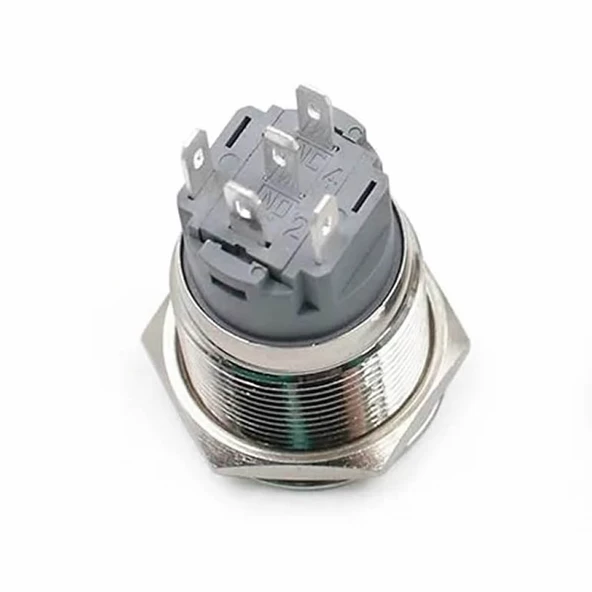 16mm Metal Panel Montaj Düz Kafa Latch Buton NO NC Power Sembol Led Işıklı  DC 6A 12V AC 3A 250V IP67 Su Geçirmez Düğme Başlatma Kontrol Otomasyon Araba Makina Bilgisayar Akıllı Ev - 6