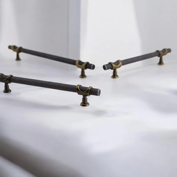 Arsin Eskitme Antik Sarı Metal Kulp 224 mm - 22.4 cm Mobilya Mutfak Dolabı Dolap Kulpları Kulbu - Resim 9