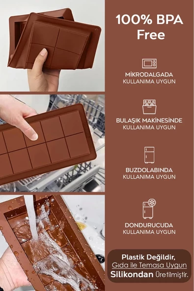 Bpa İçermez Esnek Dayanıklı Büyük Yüksek Isı Dayanıklı Dubai Çikolata Silikon Kalıbı Kabı 1 Adet - 2