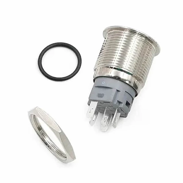 16mm Metal Panel Montaj Düz Kafa Latch Buton NO NC Power Sembol Led Işıklı  DC 6A 12V AC 3A 250V IP67 Su Geçirmez Düğme Başlatma Kontrol Otomasyon Araba Makina Bilgisayar Akıllı Ev - 4