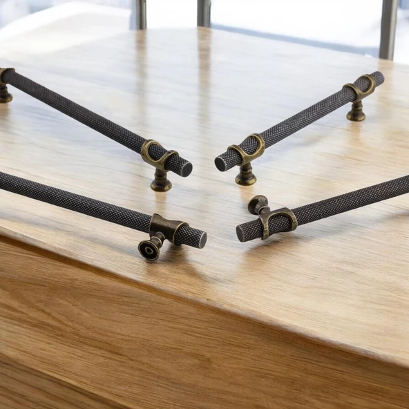 Arsin Eskitme Antik Sarı Metal Kulp 224 mm - 22.4 cm Mobilya Mutfak Dolabı Dolap Kulpları Kulbu - Resim 8