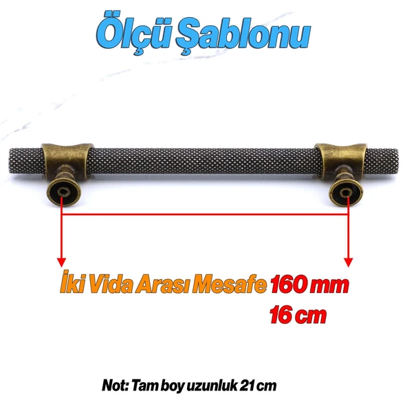 Arsin Eskitme Antik Sarı Metal Kulp 160 mm-16 cm Mobilya Mutfak Dolabı Dolap Kulpları Kulbu Çekmece - 2