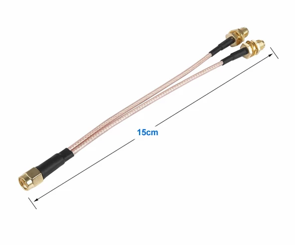 Y Tip RG316 15cm 1x Sma Erkek 2X Sma Dişi Kablo  RF Uzatma Kablosu Altın Kaplama Soket 0-6GHz Wi-Fi Anten FPV Lora Helium Router Modem Koaksiyel GPS GSM GPRS - 8