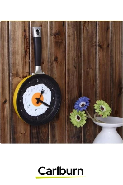 Özel Tasarım Pilli Kutulu Duvar Dekoratif Hediyelik Yumurta Tavası Mutfak Saati - 2