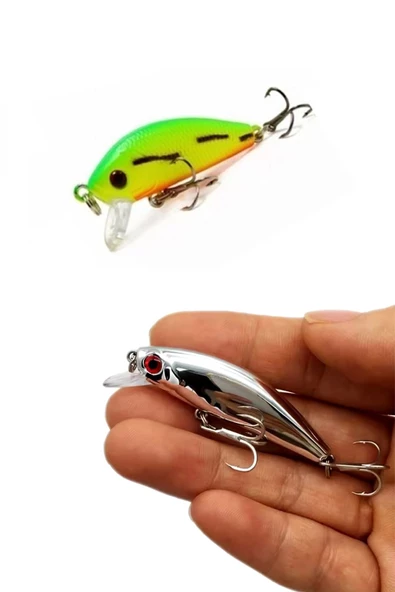 Rapala 2 Li set Turna Levrek Alabalık Lüfer Ailesi Rapala Yapay Suni Yem Sasi yem JigYem - Resim 2