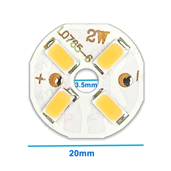 5730 6V 2W 20mm Beyaz 4 Ledli Modül  Aluminyum Pcb Lamba Aydınlatma Işık - Resim 3